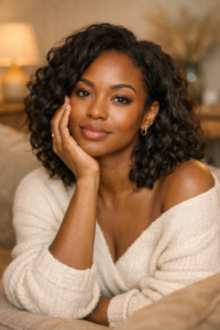 women with hand on face beautiful skin coplot image